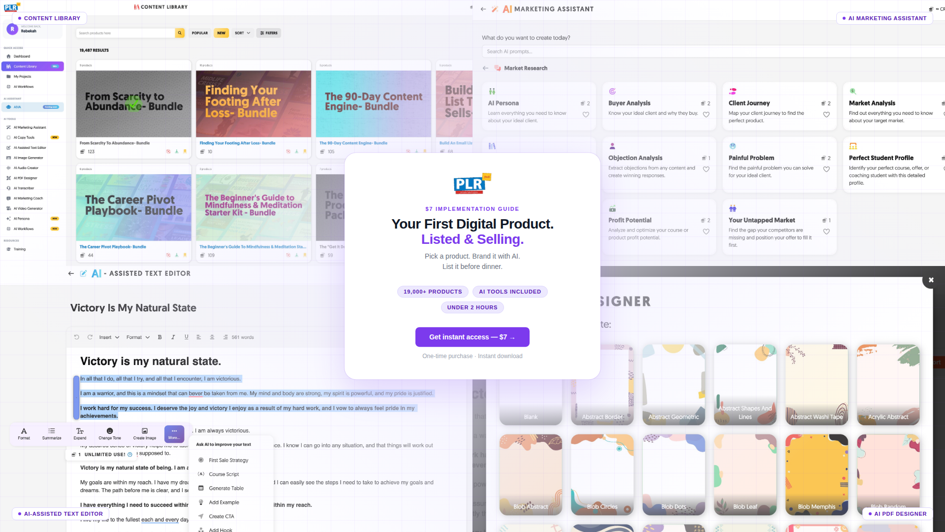 Preview of pages from the Your First Digital Product guide